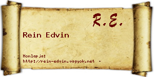 Rein Edvin névjegykártya